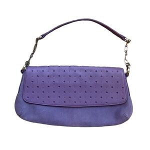 Ann Taylor Leather Suede Bag Stud Accents Lavender and Brushed Silver